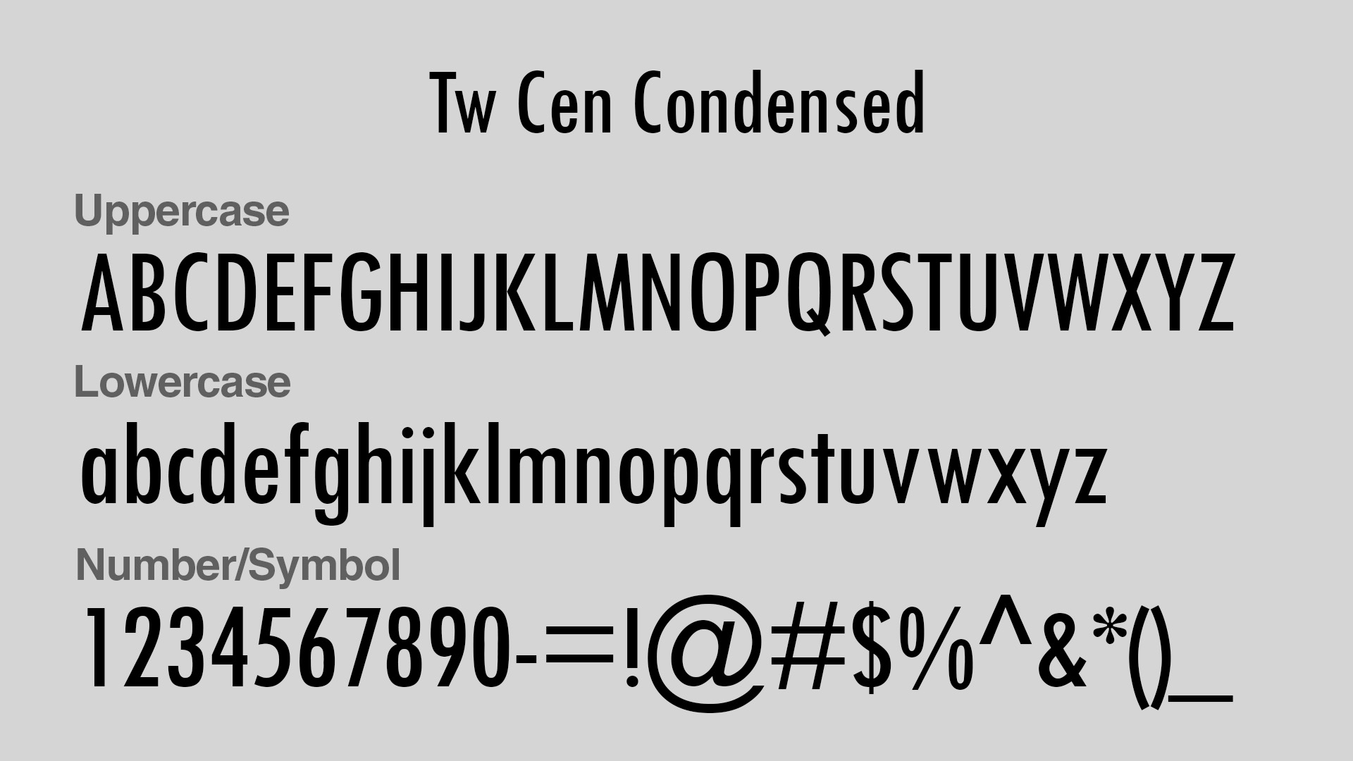 Complete Trajan Pro font family in black on a gray background.