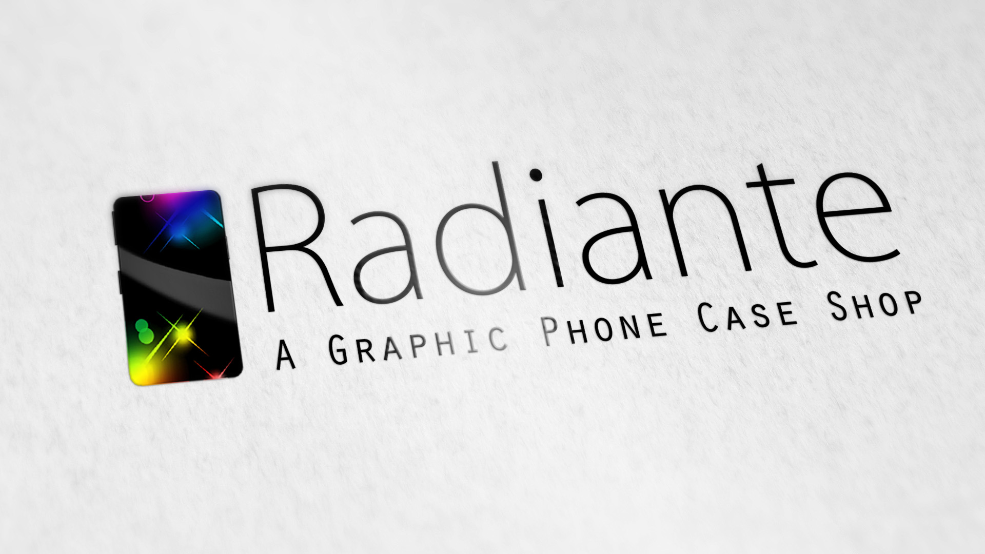 large Radiante branding print logo on folder.