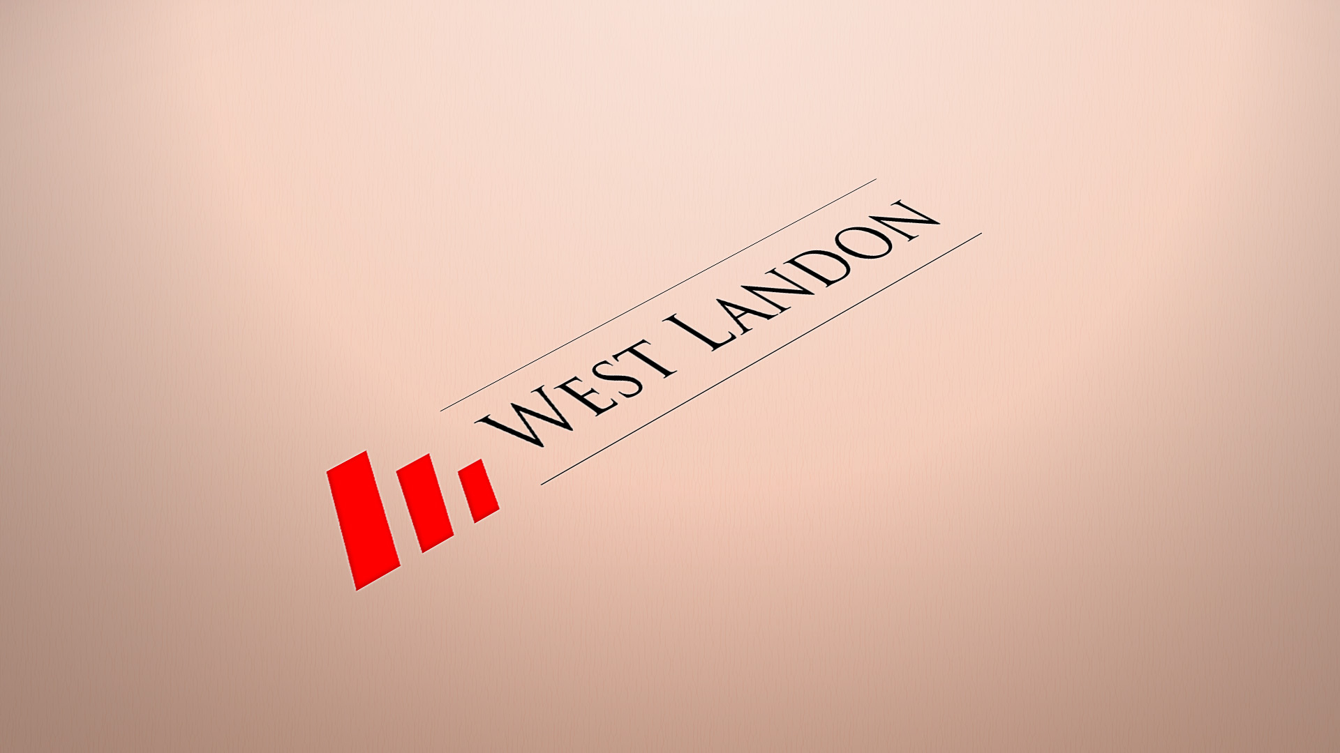 Large West Landon logo printed on white cardstock in warm lighting.