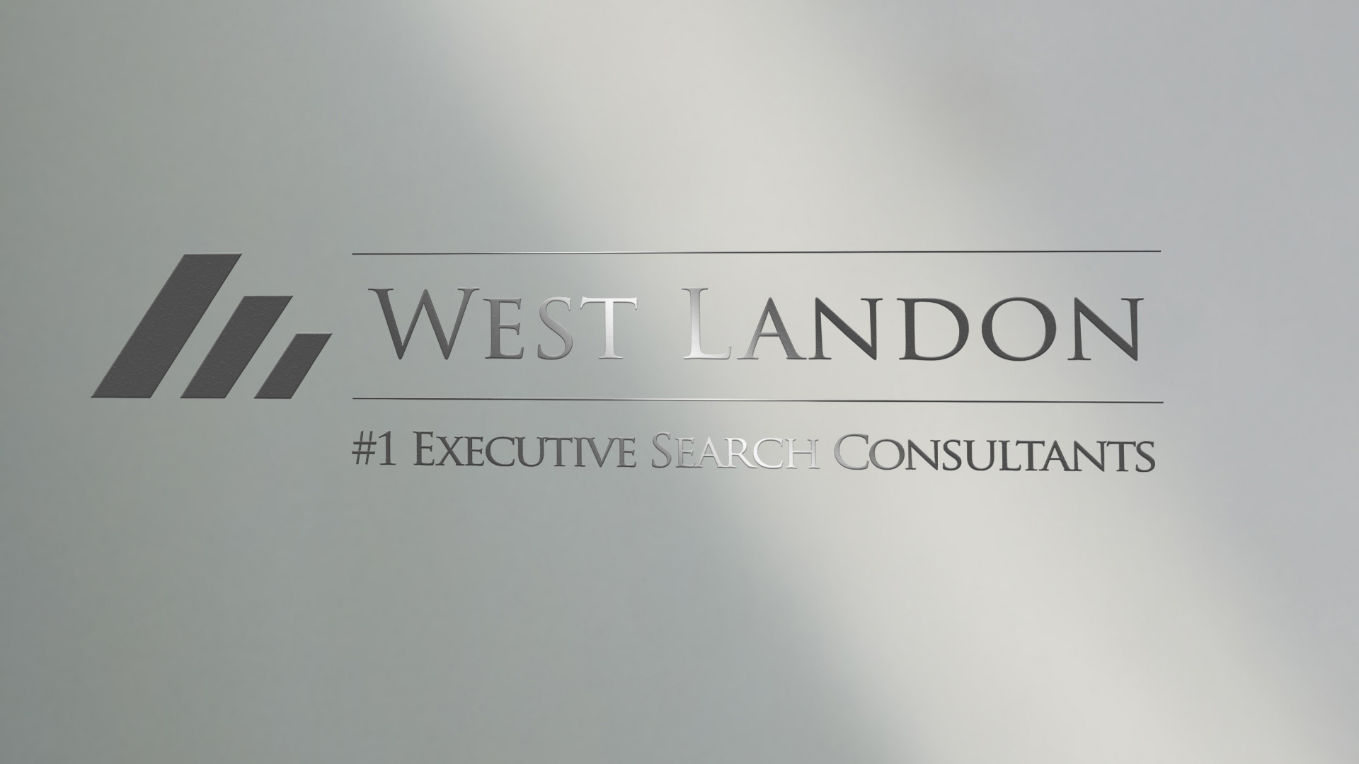West Landon brand logo and tagline with glimmer light on wall.